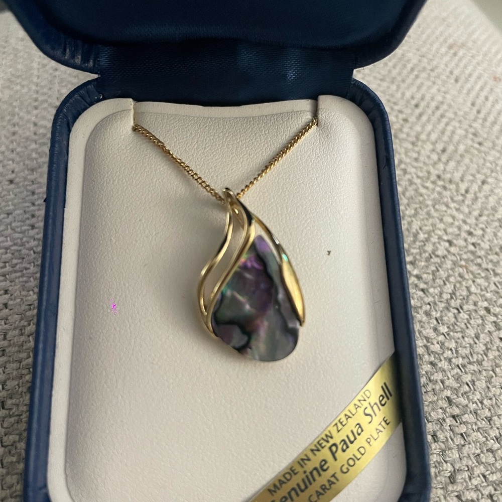 Ariki Paua Shell Teardrop Pendant Necklace